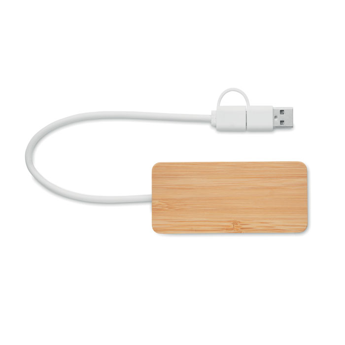 Hub USB 3 ports en bambou Hub USB 3 ports en bambou