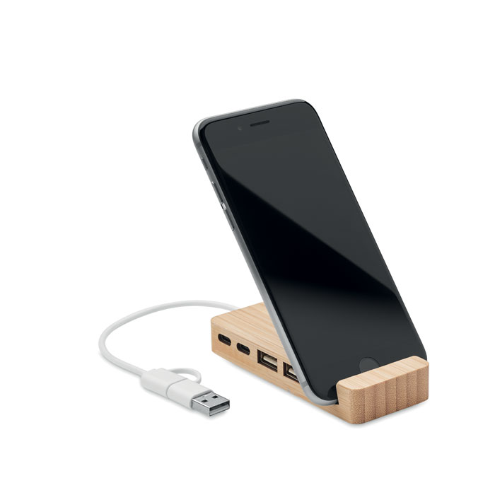 Hub USB 4 ports en bambou Hub USB 4 ports en bambou