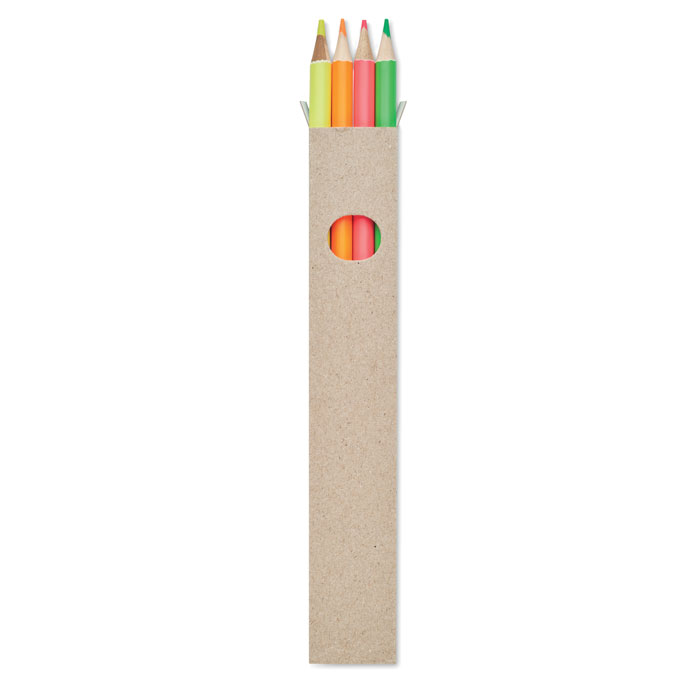 4 crayons surligneurs dans une boî