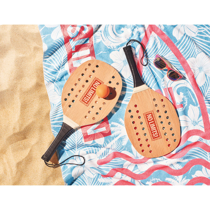 Set beach tennis en bois de rose Set beach tennis en bois de rose