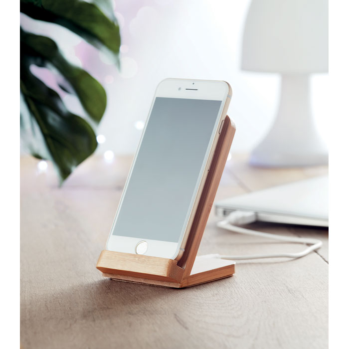 Chargeur sans fil en bambou