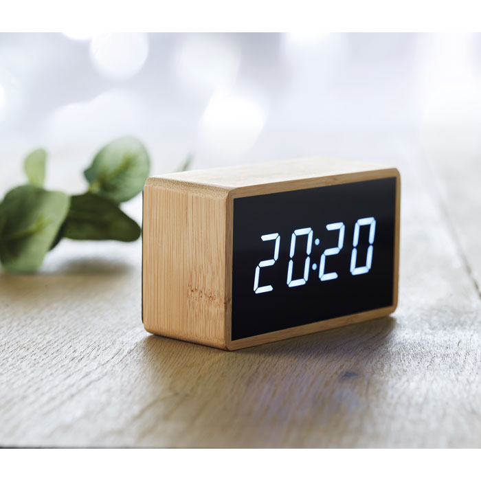 Réveil LED boîtier en bambou Réveil LED boîtier en bambou