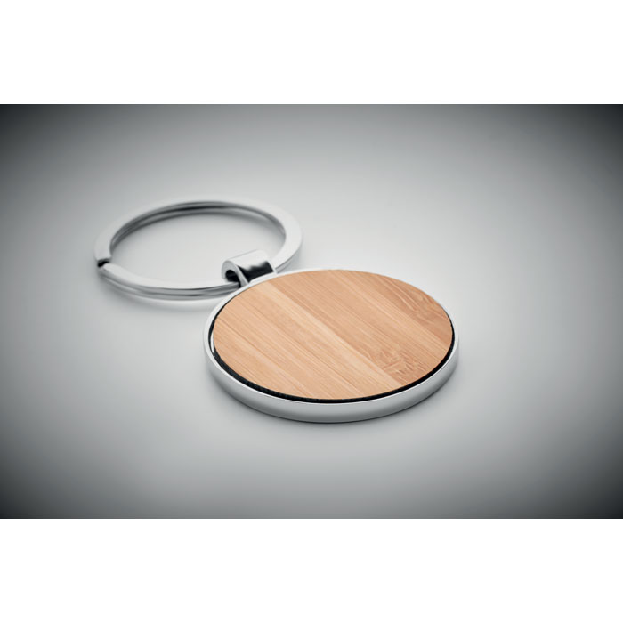 Porte-clés rond métal bambou Porte-clés rond métal bambou