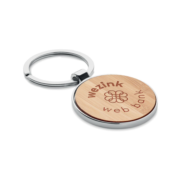 Porte-clés rond métal bambou Porte-clés rond métal bambou