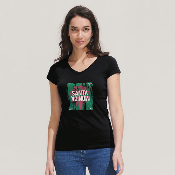 MOON T-SHIRT FEMME COL V MOON T-SHIRT FEMME COL V