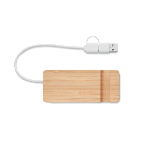 Hub USB 4 ports en bambou